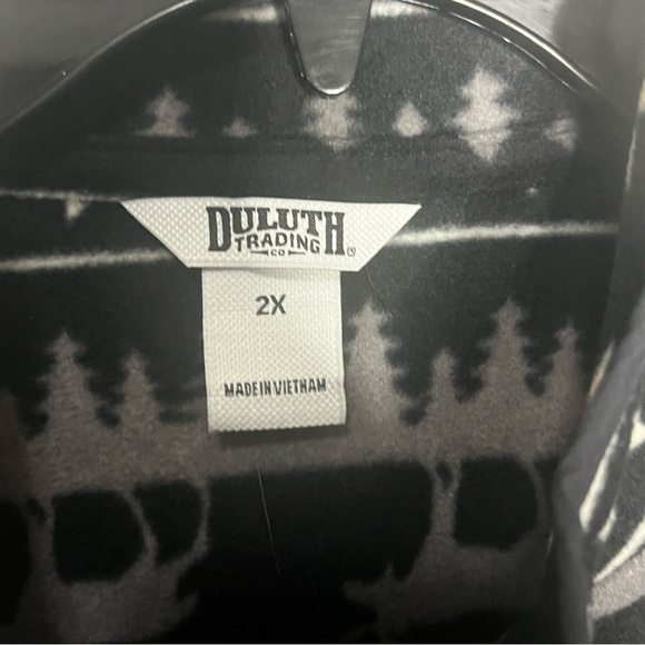 Duluth Trading Fleece 1/4 Snap Pullover Long Sleeve 2X Snow Moose Black Gray - Picture 6 of 9
